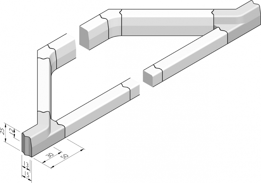 Bordures de coin tridirectionnel 135°