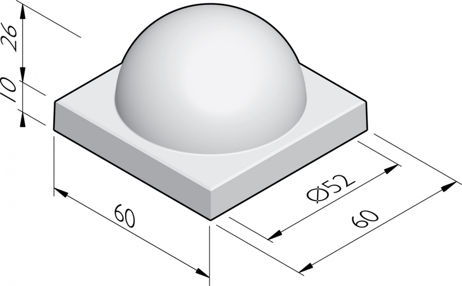 Demi-boule sur socle 60x60