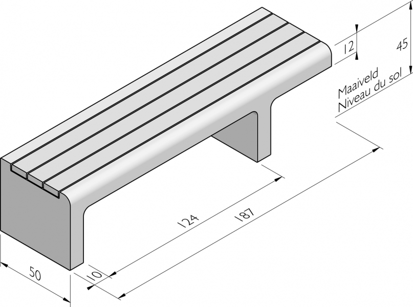 Banc link 187 gauche avec assise en bois