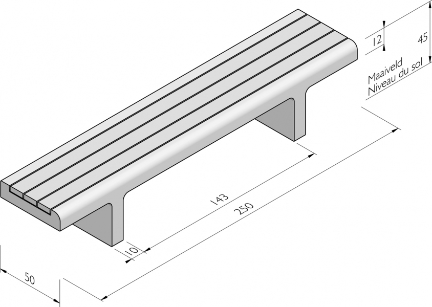 Banc link 250 avec assise en bois